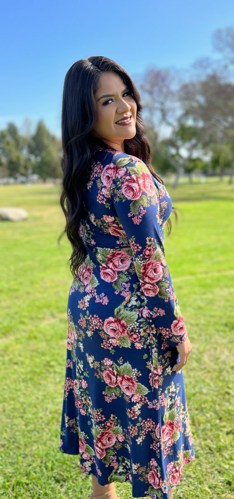 Arielle Midi floral wrap dress