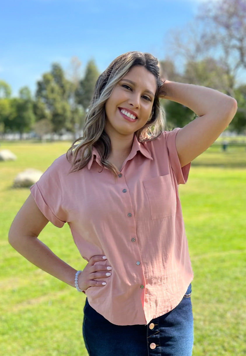 Heather blush pink top