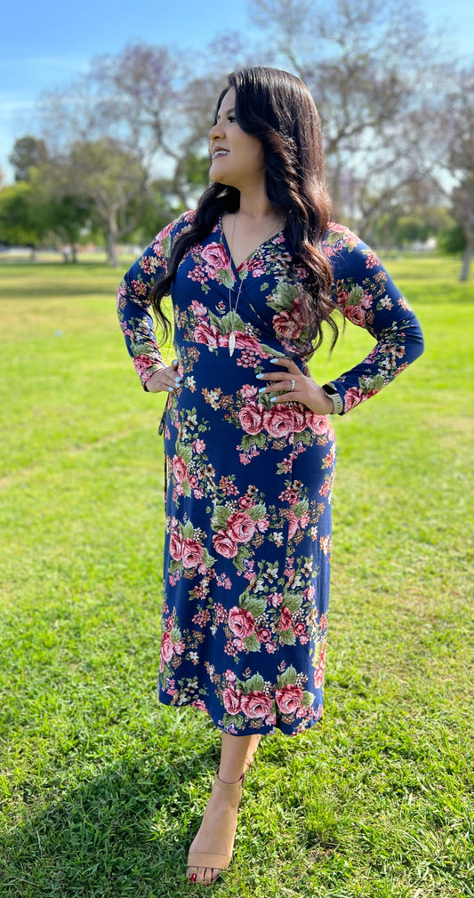 Arielle Midi floral wrap dress