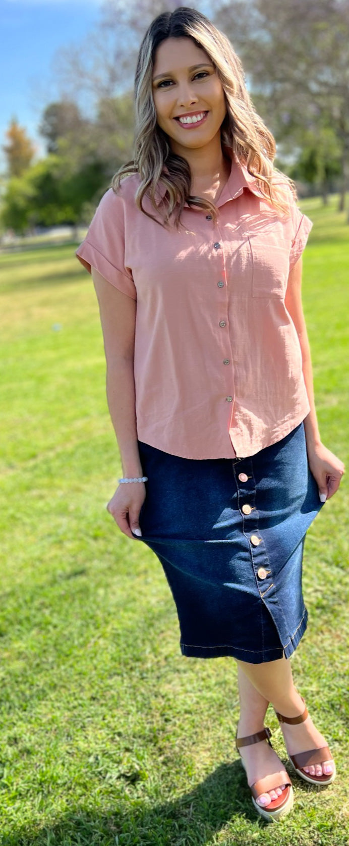 Heather blush pink top